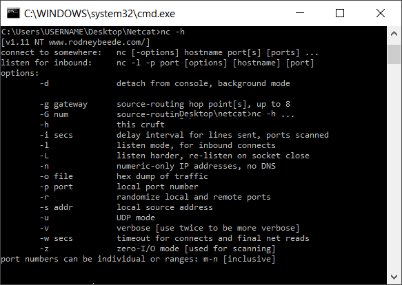 Accessing Netcat help Accessing Netcat help